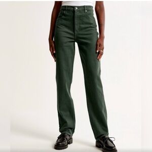 Abercrombie & Fitch Dark Green Straight Leg Pants